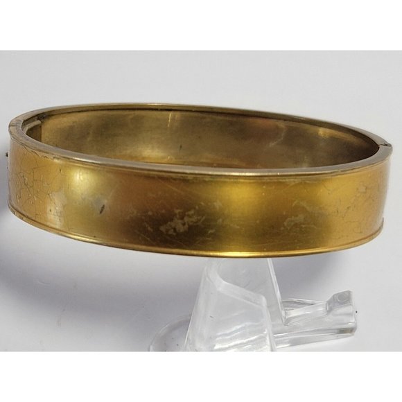 Early Ant Brass Painted Floral Bangle Signed C.T Art Nouveau (A40) - Picture 4 of 5